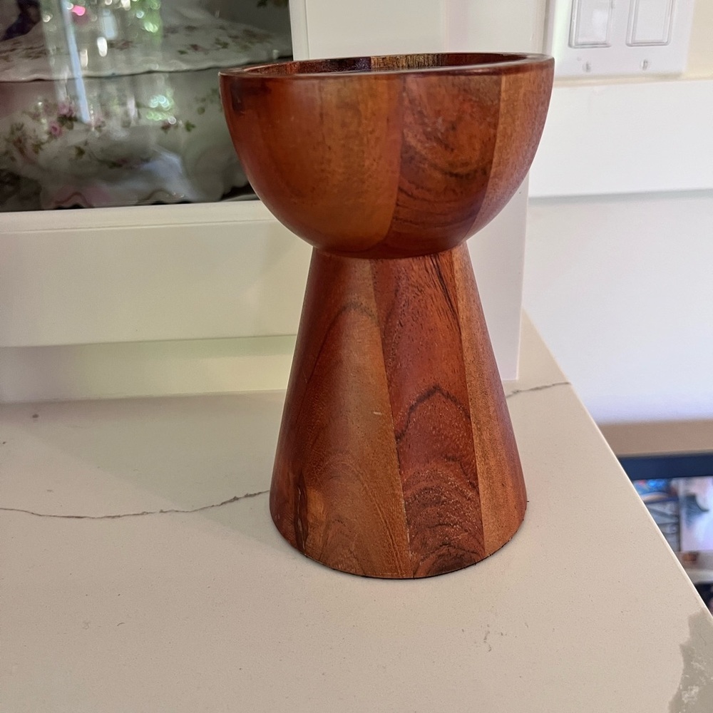 Crate & Barrel Walnut 6” Pillar Stand